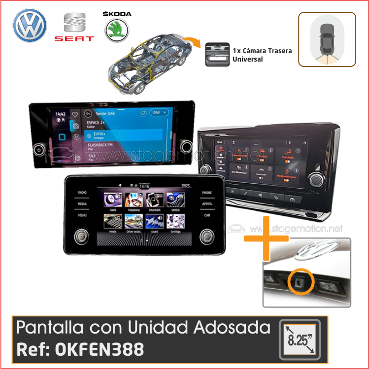Kit Cámara Trasera MIB3 GrupoVAG/Ford MIB3 Entry 8,25&quot; (All-In-One 2020&gt;&gt;)