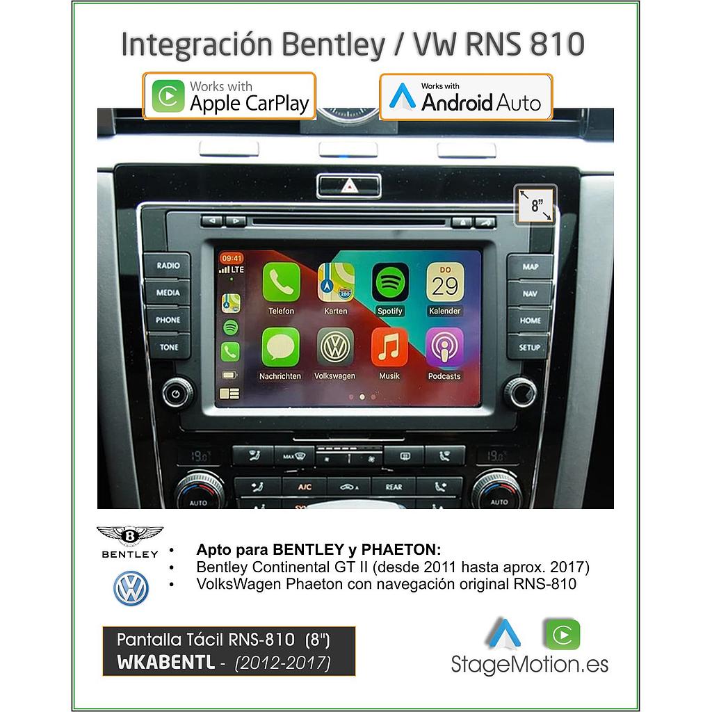 Kit Wireless Car-Play + Android Auto + USB Media + Visión 180º Bentley Continental/VW Phaethon RNS-810 / RNS-510 (2012-2017)
