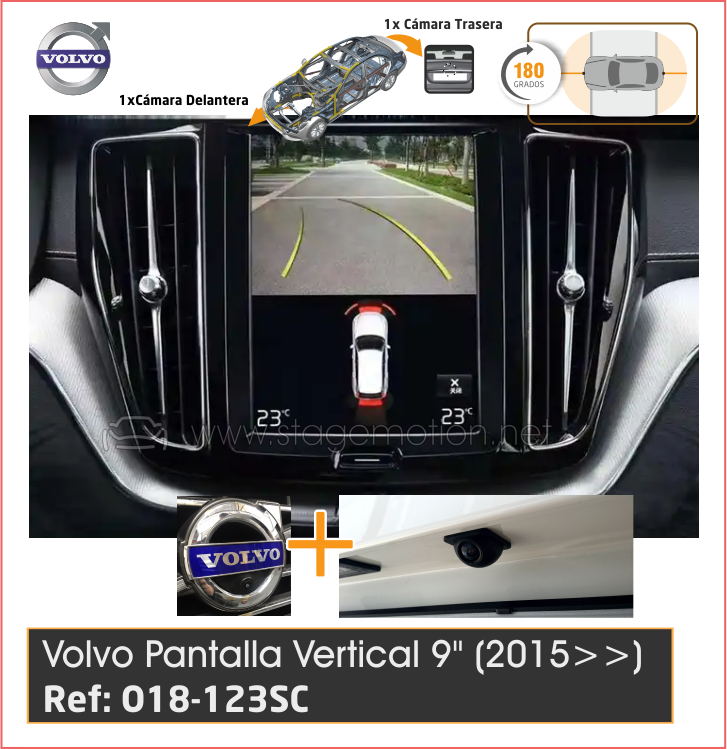 Kit 180º visión Perimetral Volvo Pantalla Vertical 8.7''