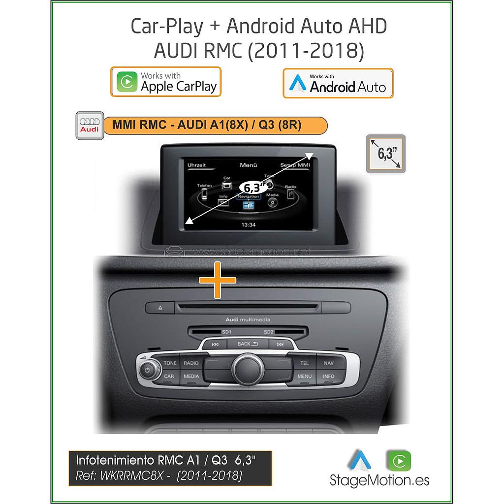Kit Plus RMC LOW Audi A1(8X)/Q3(8U) Car-Play/AndroidAuto Wireless + Mirror-Link + USB + Visión 180º