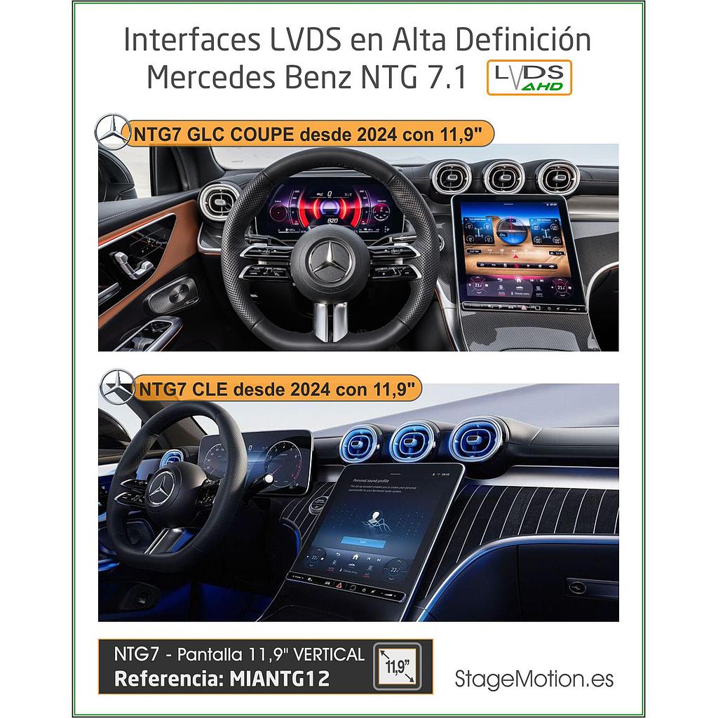 Interface AHD Cámaras - NTG7.1 (MBUX2) 11,9" (Pantalla Vertical) CLE-GLC (desde 2024)