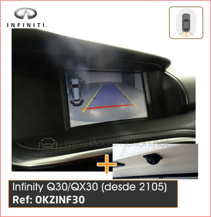 Kit RVC Integrado Infiniti QX30 / Q30 7" - Táctil - Color