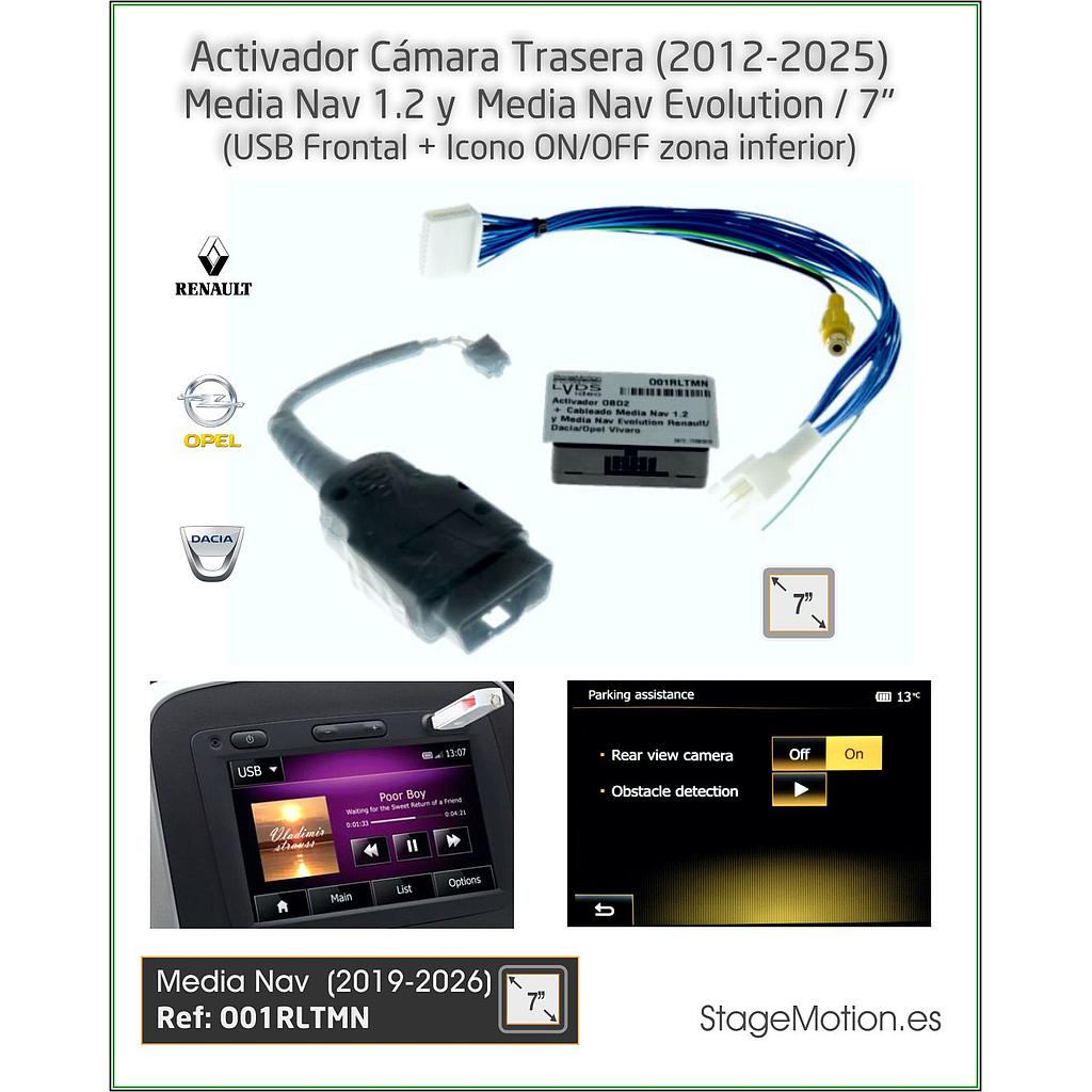 Activador OBD2 + Cableado Media Nav 1/ 2/ Nav Evolution Renault/Dacia/Opel Vivaro (7" - 24 polos)