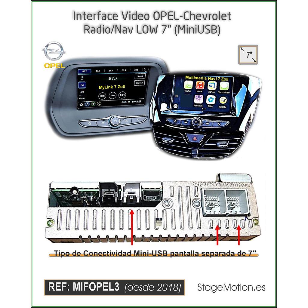 Interface Video OPEL-Chevrolet Radio/Nav LOW 7" (MiniUSB Video)