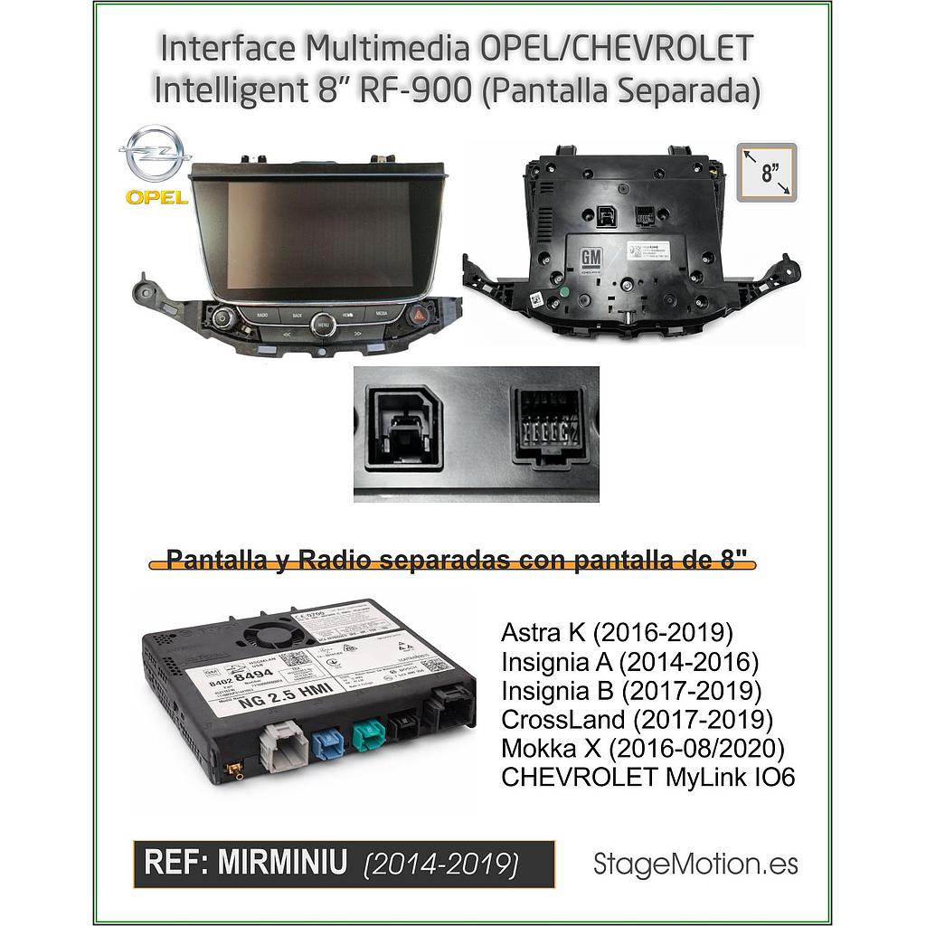 Interface Video LVDS OPEL-Chevrolet N900/RF-700/RF-900/MyLink IO6 (Pantallas Separadas 8")