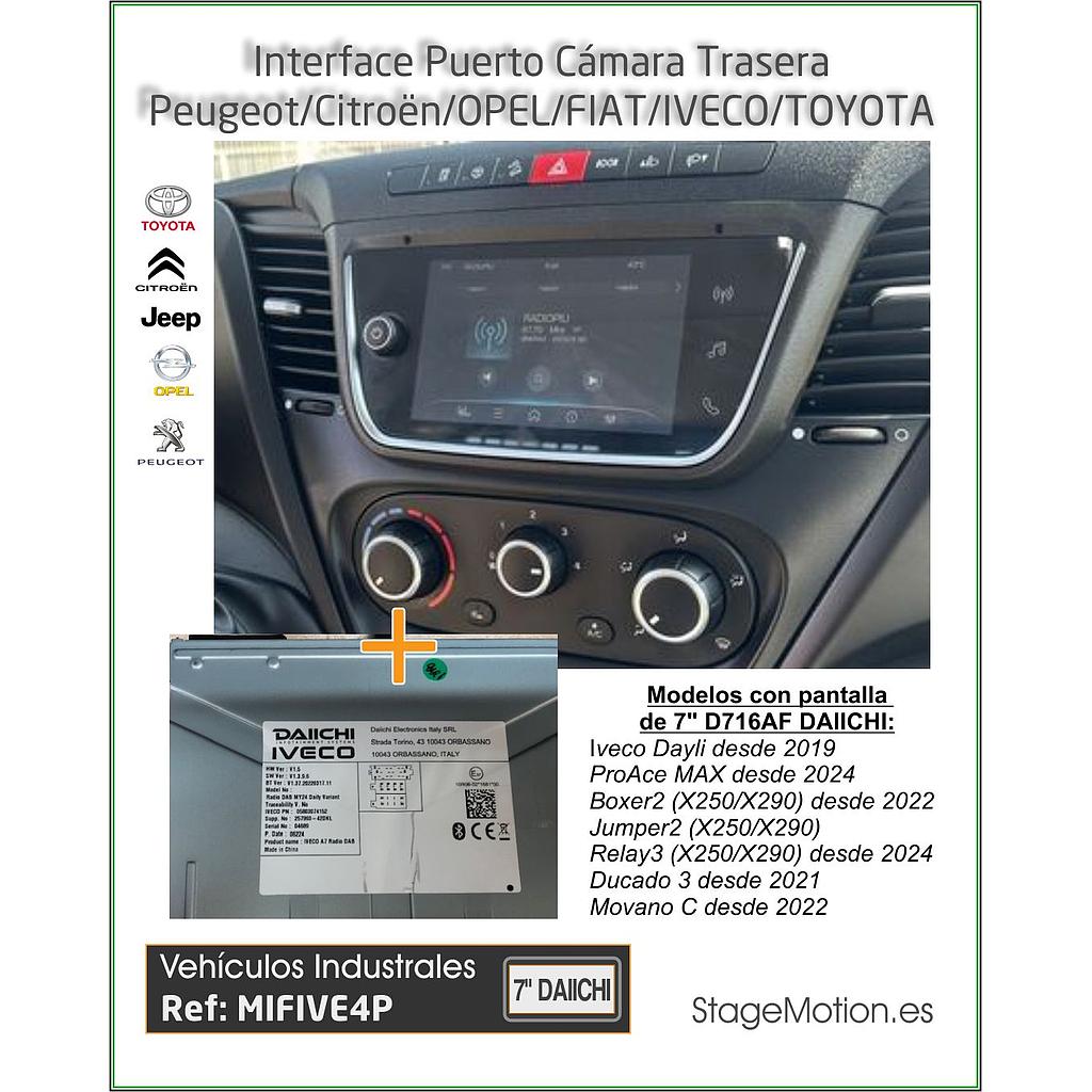 Cableado Cámara Trasera Boxer2/Jumper2/Movano/Pro-AceMAX/Ducato 3/IVECO Daily HI-CONNECT 7” *Fabricación Daichi (4-PIN)