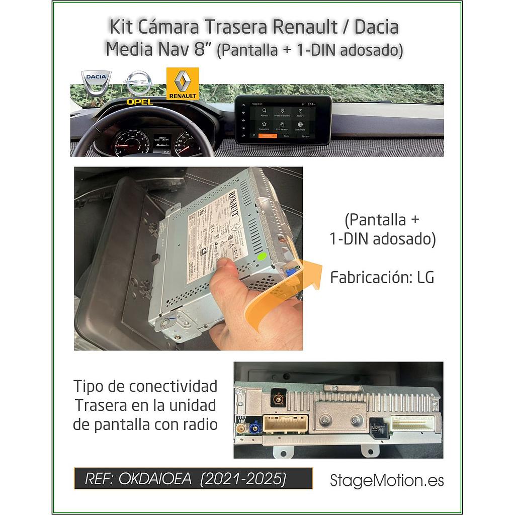 Cableado + Codificador Cámara Trasera Renault/Dacia/Nissan MediaNAV/Media DISPLAY 8" *Pantalla + 1-DIN adosado