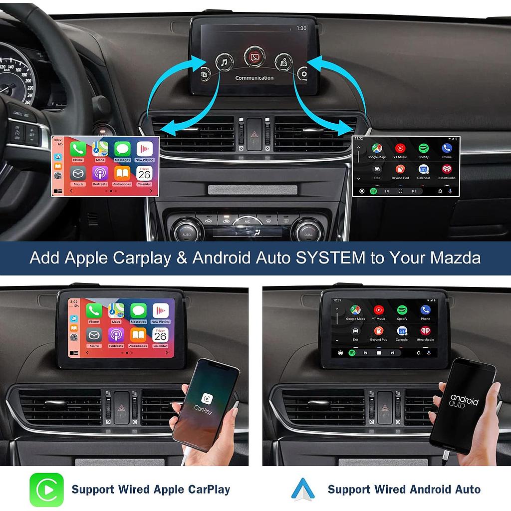 Kit Car-Play + Android Auto + USB MAZDA MZD Connect 7&quot;