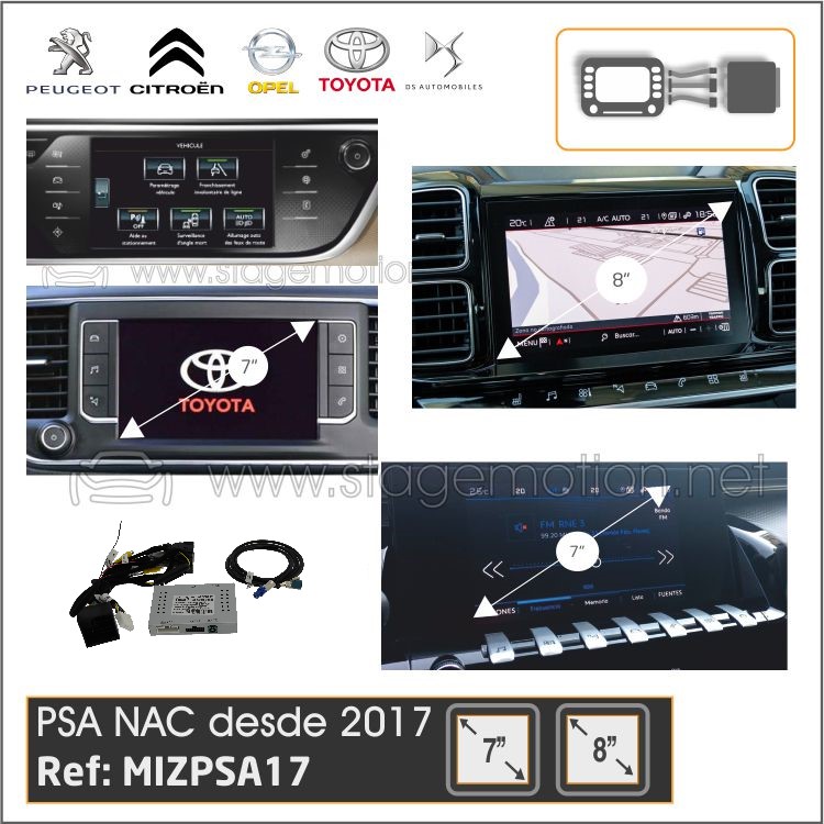 Interface Cámaras + Vídeo AUX Peugeot/Citroën/Toyota/Opel/DS NAC 7&quot;