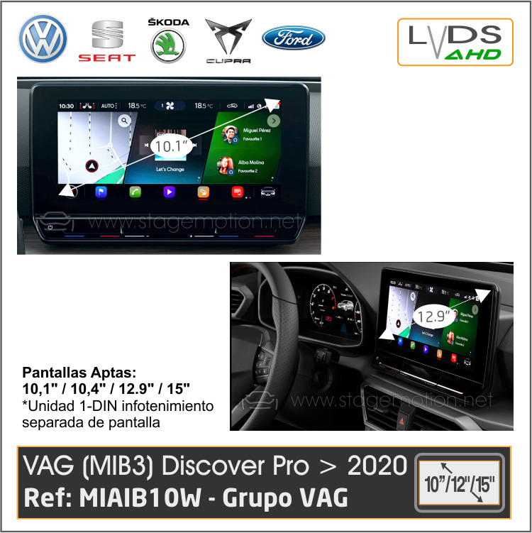Interface AHD Cámaras/Vídeo AUX VAG (MIB3) Discover Pro *Pantallas 10,1&quot;/10,4&quot;/12.9&quot;/13&quot;/15&quot;