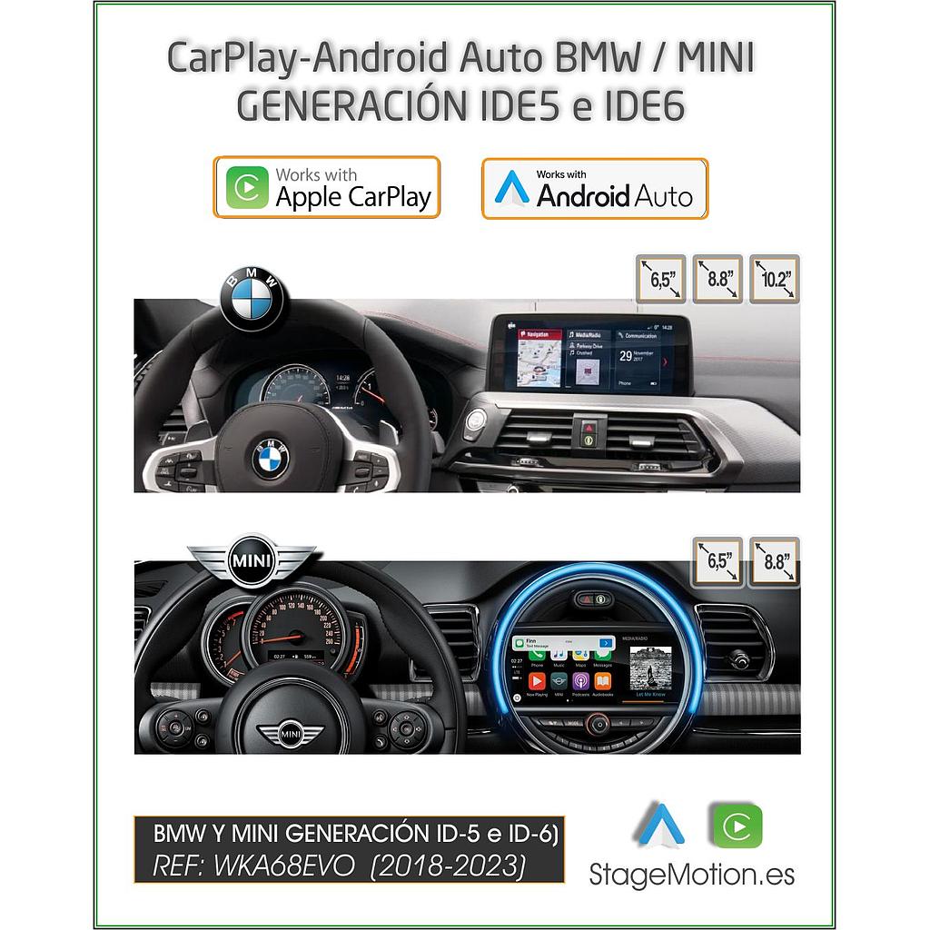 Kit Car-Play/Android Wireless + Reproductor USB + Visión Cámaras AHD BMW/MINI IDE 5/6 Pantallas 6,5&quot;/8.8&quot;/10&quot;