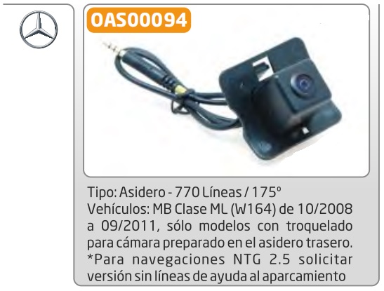 Kit RVC Integrado para Mercedes-Benz Clase ML (164) Comand NTG 2.5