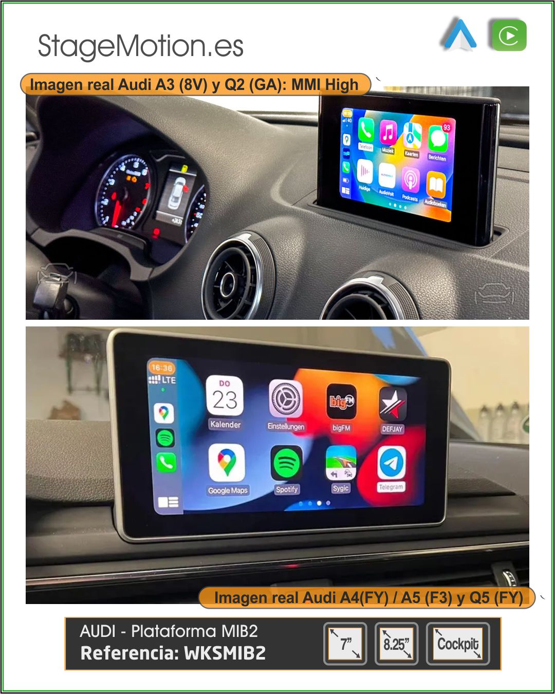 CarPlay® + Android Auto Original Audi (MIB2 2015-2021)