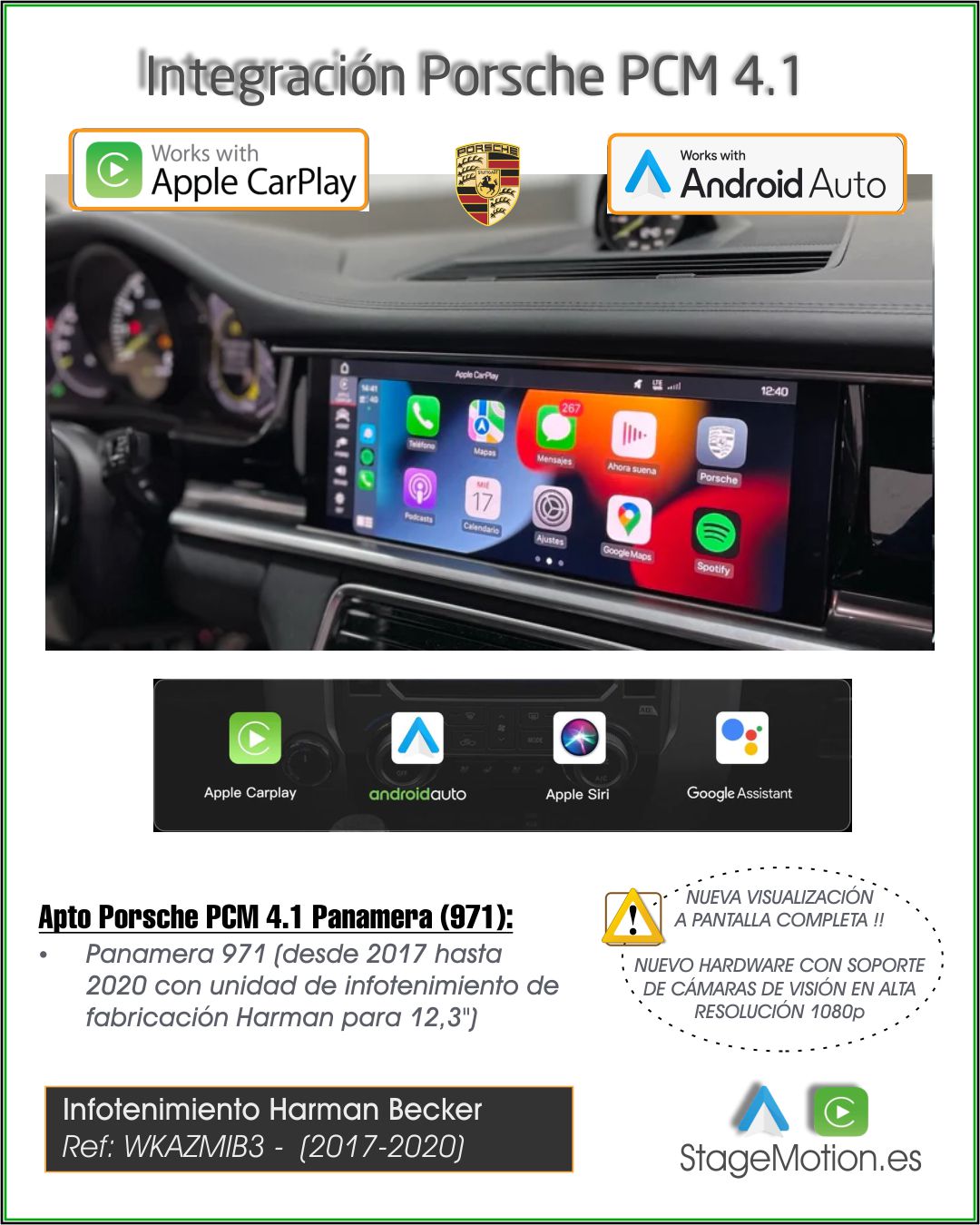 Kit Wireless Car-Play + Android Auto + Visión AHD MIB3/STD2 VW/SEAT/SKODA/FORD 8.8"/10,1"/10.4"/12"/13" (2018-2025)