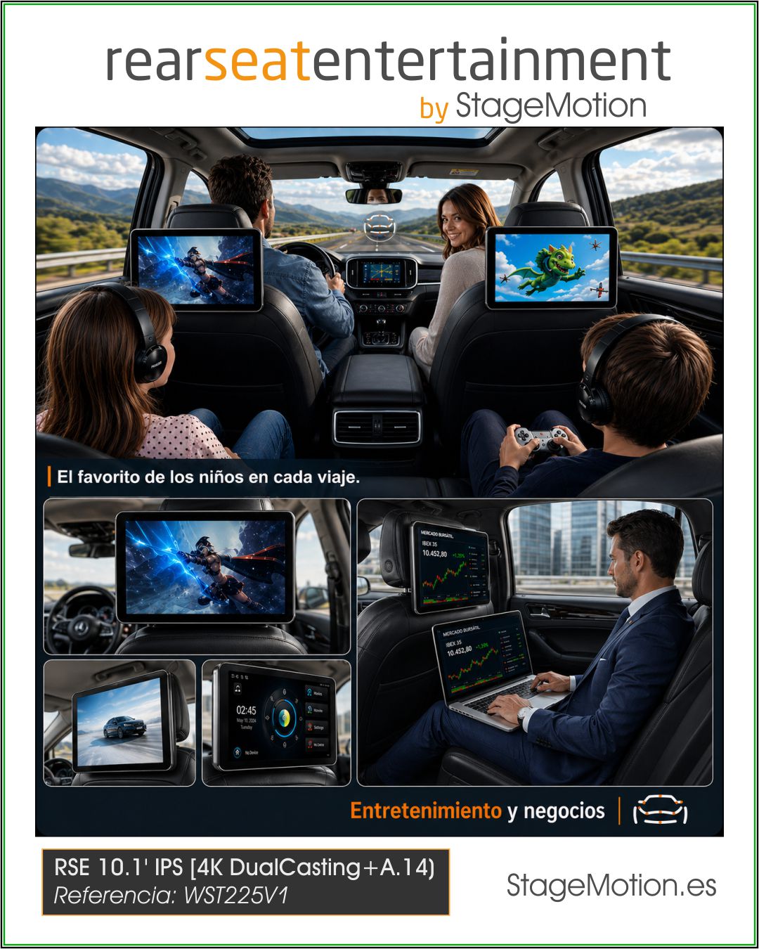 Pantalla Entretenimiento RSE 10.1' [Curved 4K + DualCasting] (v.2025)