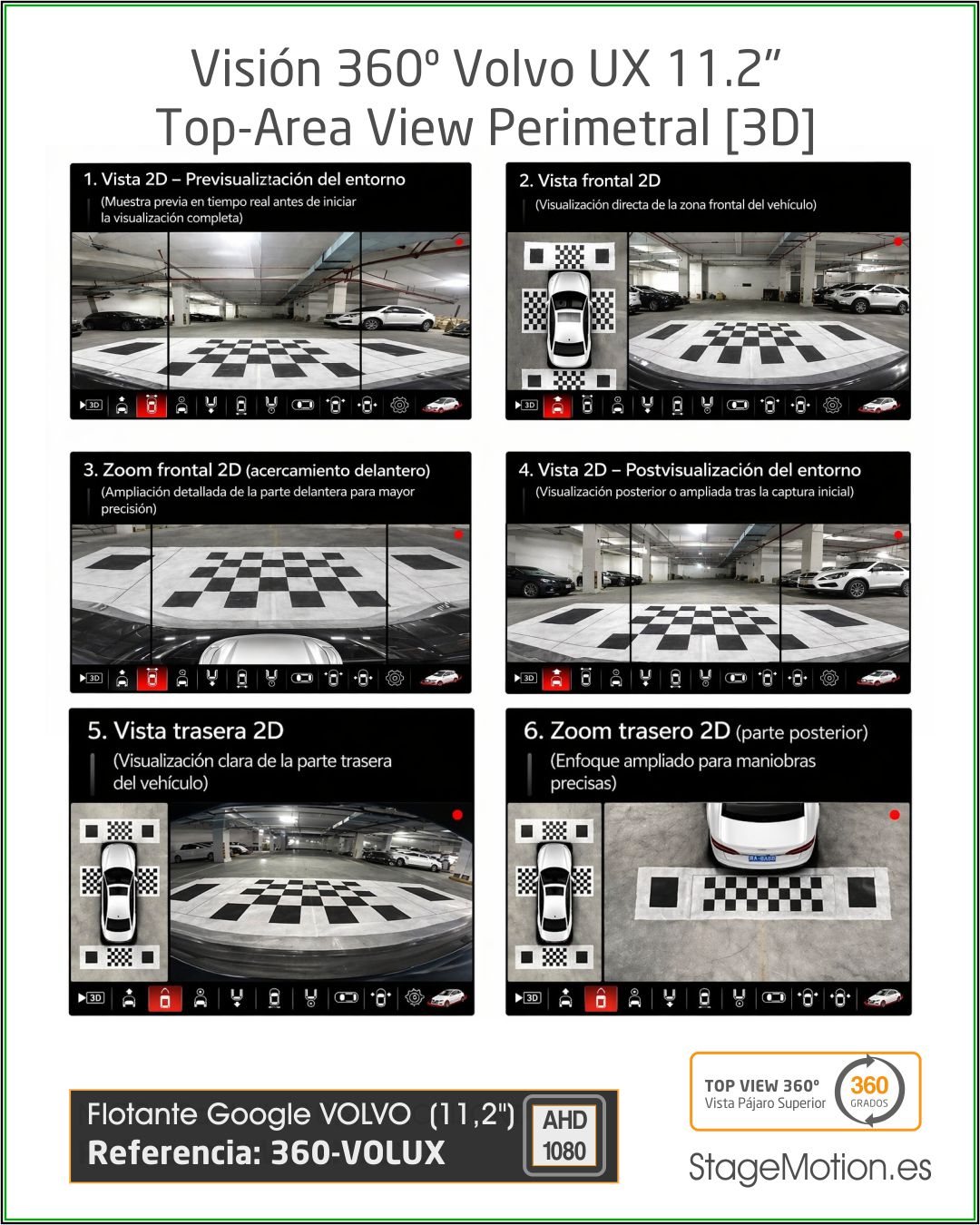 Kit Top-View 360 Volvo Google Flotante 11.2" (desde 2025)